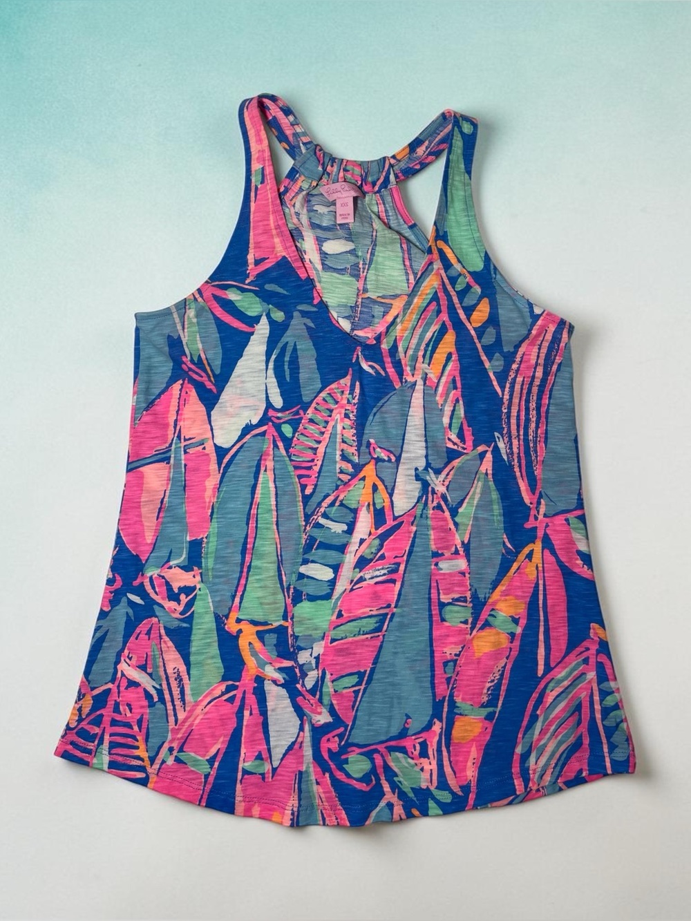 Lilly Pulitzer Minka Top Women's XXS Colorful Beachy Bay Blue Out to Sea TANK